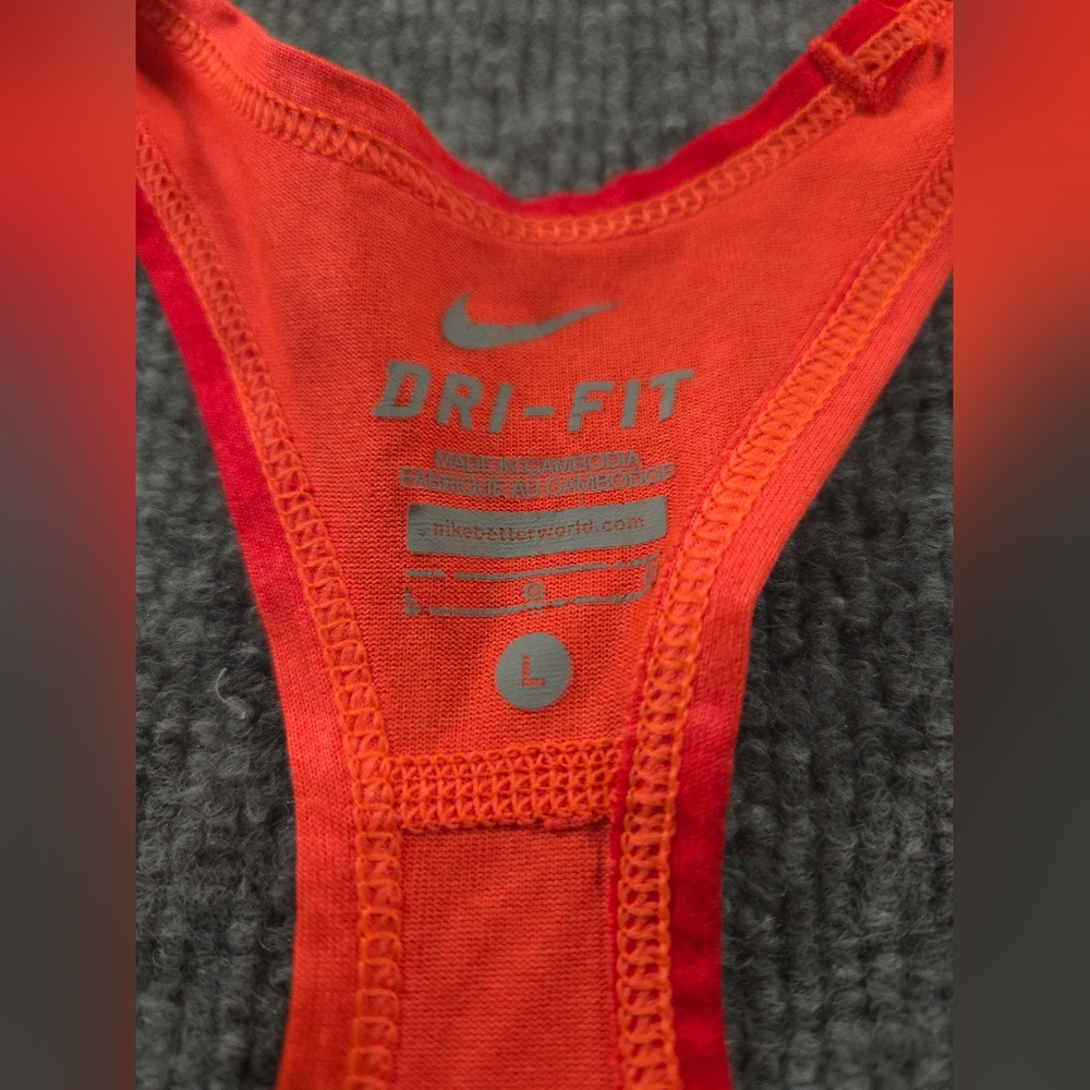 Nike Dri-fit Bright Orange & Red Athletic Racerback Tank top Size Large - Picture 3 of 9
